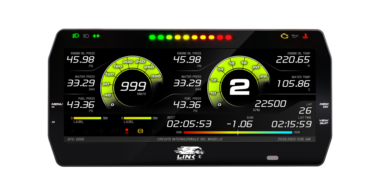 LINK ECU MXT Strada 10" 10 Inch TFT Digital Dash - Road & Race Icons