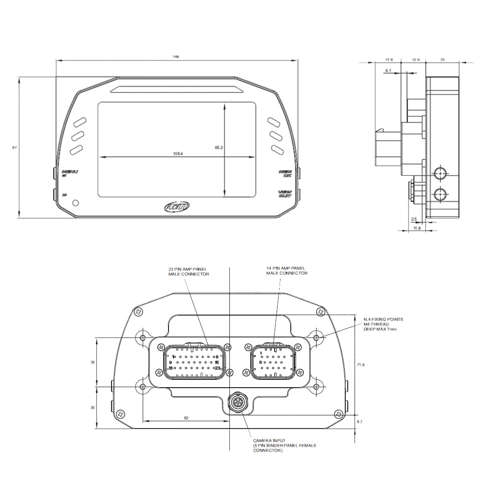 Aim MXS 5" TFT Strada 1.3 CAN ROAD RACE Car Dash Display - Link ECU