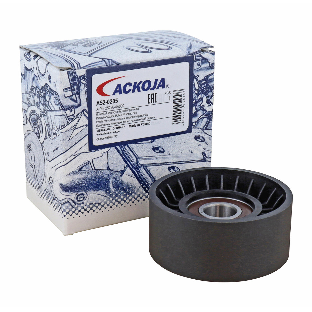 HYUNDAI Deflection/Guide Pulley, V-ribbed belt - ACKOJA A52-0205