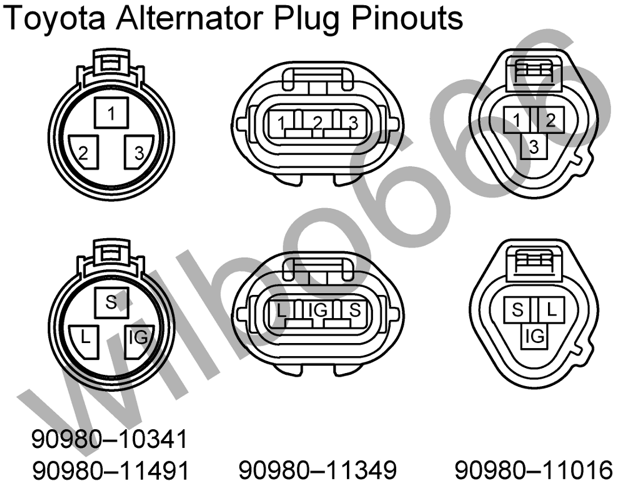 Toyota Lexus 3 Way Alternator connector housing plug 90980-11016 - LX10