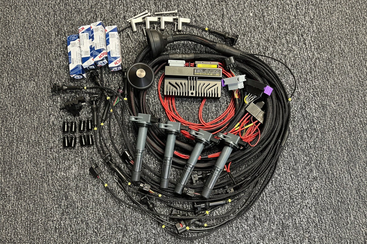 Ford RS Cosworth YB ECUMASTER BLACK inc. Wiring Engine Loom, Bosch 1000CC Injectors, K20 Coil kit & DBW E-Throttle