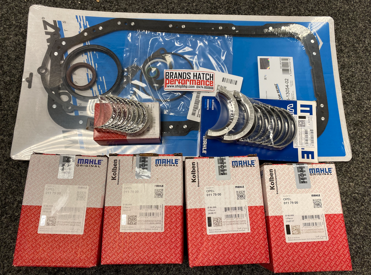 Vauxhall C20let STD 86.00 Bore MAHLE Pistons & STD Bearings & Bottom End Gaskets