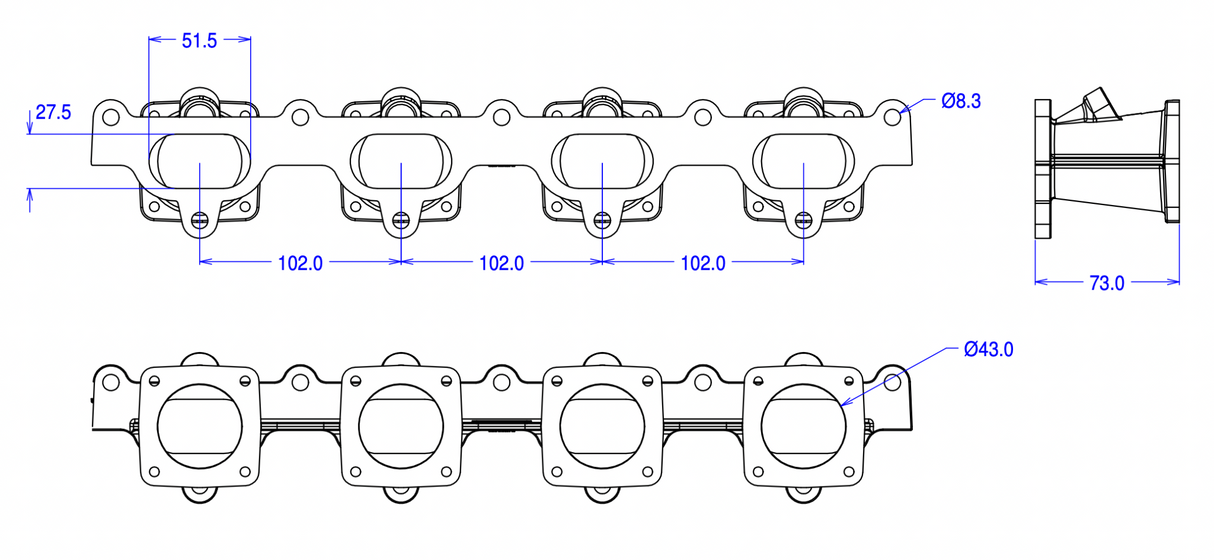 Ford Cosworth YB Jenvey Inlet Manifold ONLY for SF Throttle Bodies