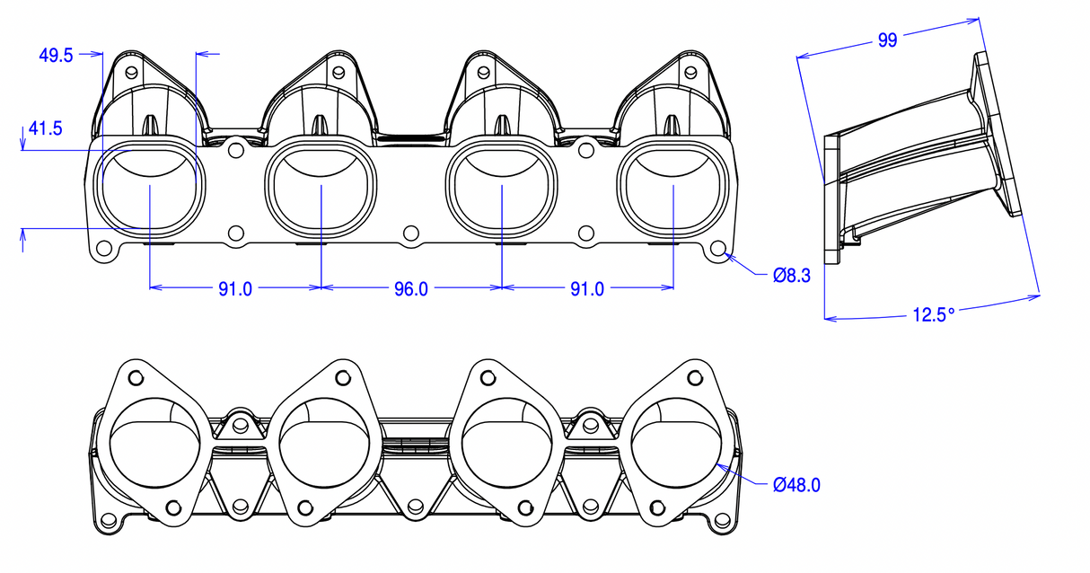 FORD 2.5 Duratec JENVEY Inlet Manifold Only For TB 48 Throttle Bodies