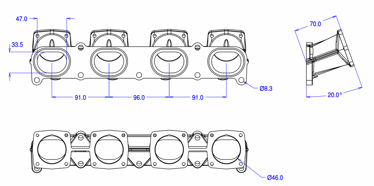 FORD Duratec JENVEY Inlet Manifold Only For SF Throttle Bodies