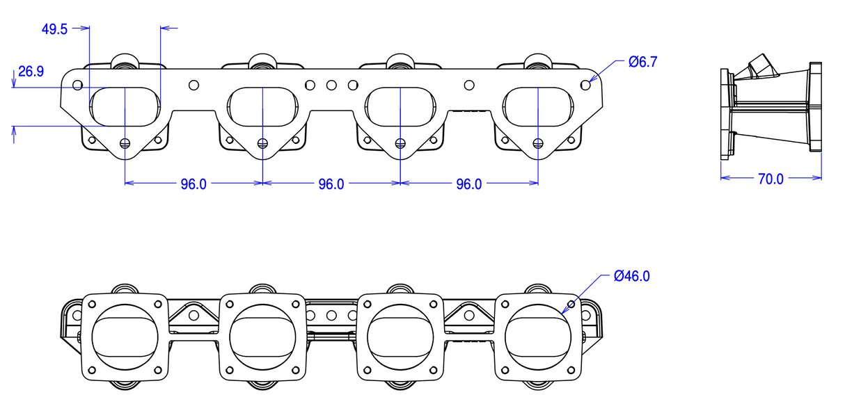 Ford BDA BDG BDD JENVEY LARGE PORT Inlet Manifold Only For SF Throttle Bodies