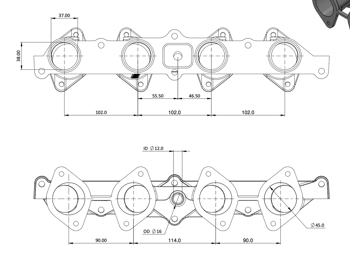 Ford Pinto JENVEY Inlet Manifold Only For Twin DCOE TB Throttle Bodies