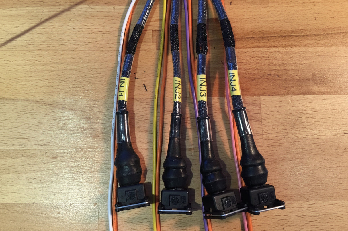 Terminated and Labeled Kit Car Loom Cable Bosch 550cc Injector EV6 1 , 2, 3, 4