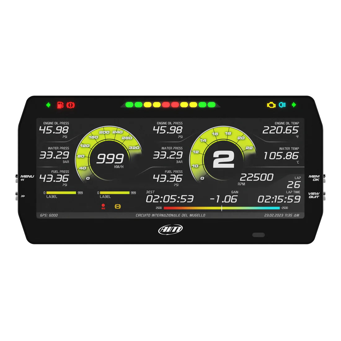 AIM 10" TFT MXT Strada 1.3 Digital Display Dash - Race or Road Icons - CAN or OBDII
