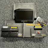 ECUmaster Control Race Package including a black ECU, ADU Digital Dash 7 inch screen, PMU16 Power Distribution Module, and USB to CAN connector.
