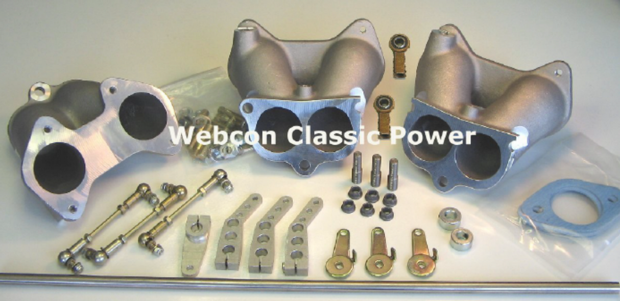 Austin Healy 3000/6 3 x 45 DCOE 3 piece Inlet Manifold inc Linkage