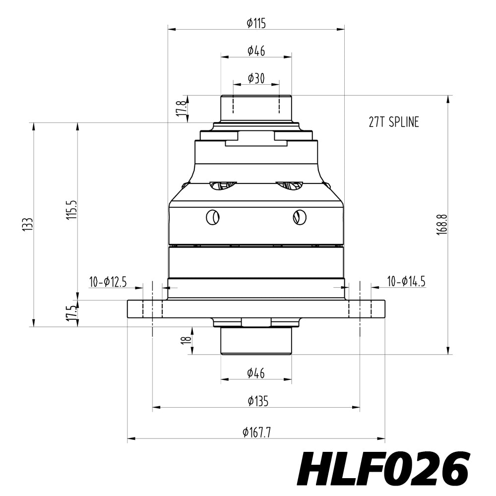 Blackline BMW E28 E30 E36 Helical 188 LSD Limited Slip Diff HLF026 - Spindle to CWP Mount face 35.50mm