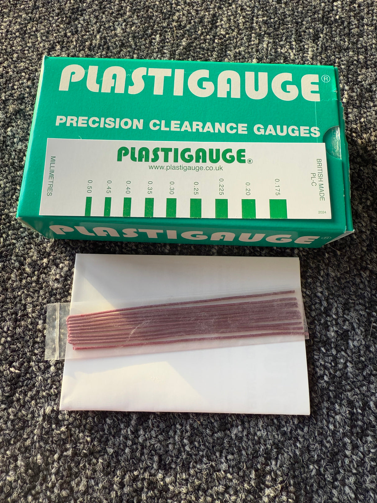 Engine Big End Main Bearing Plastigauge 0.175 - 0.500 mm Clearance Strip GREEN