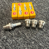 Ford PINTO RS2000 OHC Spark Plug Adaptors With 4x DPR8EA-9 Plugs - STAINLESS STEEL