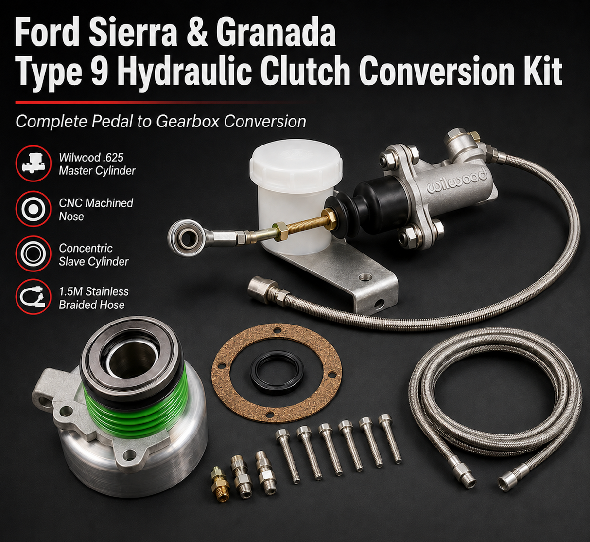 Ford Sierra & Granada Type 9 Complete Hydraulic Clutch Conversion Kit