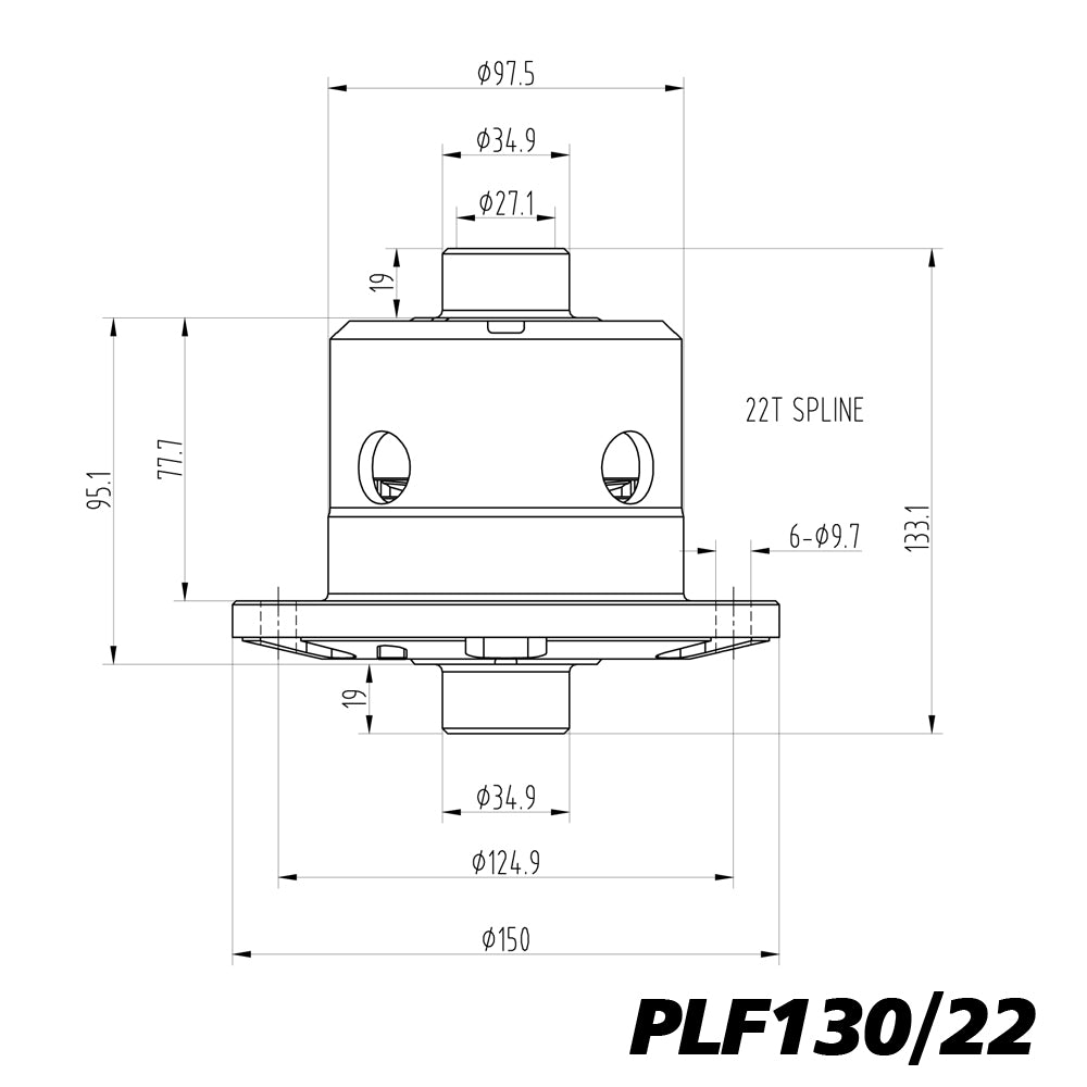 Blackline Ford Atlas Into English Plate Axle Style LSD Limited Slip Diff - 22 tooth PLF130/22