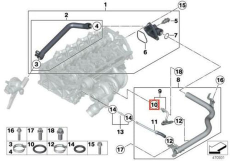 Mini ONE Cooper S JCW F55 F56 F57 F60 B48 B38 Elring Coolant Tube Seal O Ring 283.410