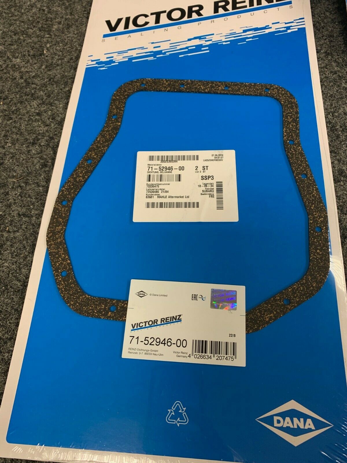 Victor Reinz 71-52946-00 Sump Gasket Fits Subaru EJ20 EJ18 EJ16