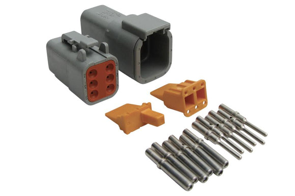 Haltech Plug and Pins Only  Matching Set of Deutsch DTM 6 Connectors (7.5 Amp)