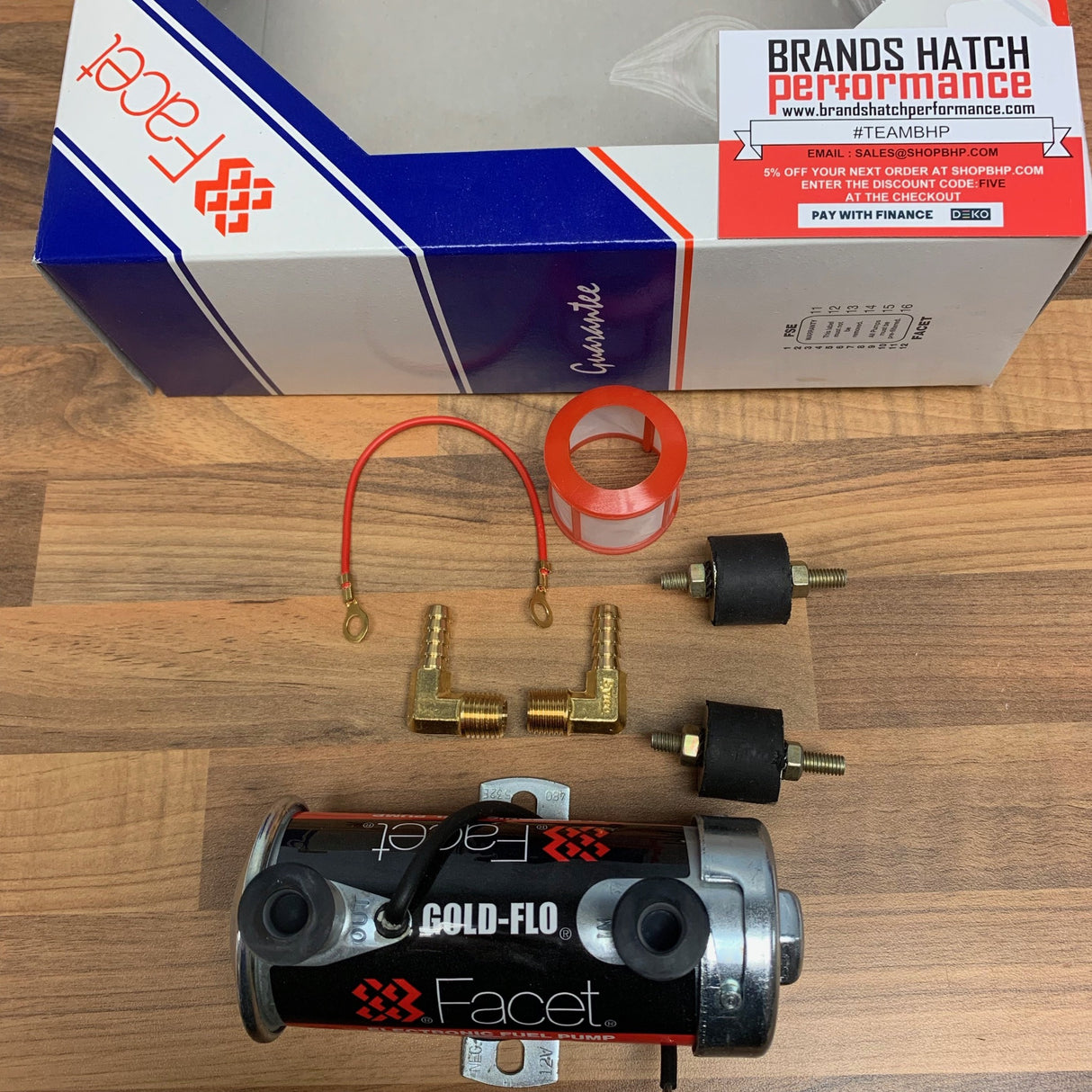 Genuine FACET Red top Fuel Pump kit with 8mm 90 degree unions 480532K