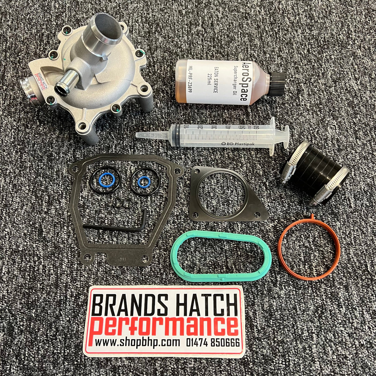 Mini Cooper S JCW R52 R53 W11 W11B16A EATON Supercharger Gasket Seal Service Kit With Water Pump & Bypass Hose