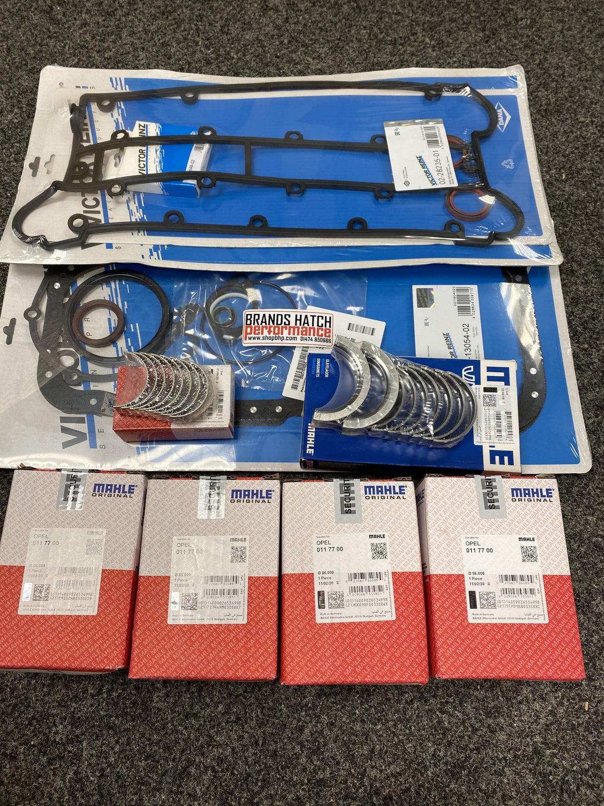 Vauxhall C20XE 20XE STD 86mm Mahle Pistons & STD Bearings & Gaskets Rebuild Kit