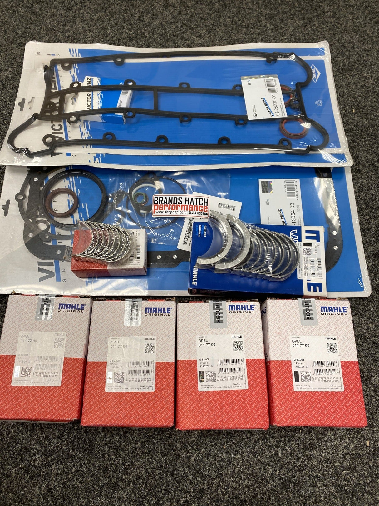 Vauxhall C20XE 20XE STD 86mm Mahle Pistons & STD Bearings & Gaskets Rebuild Kit