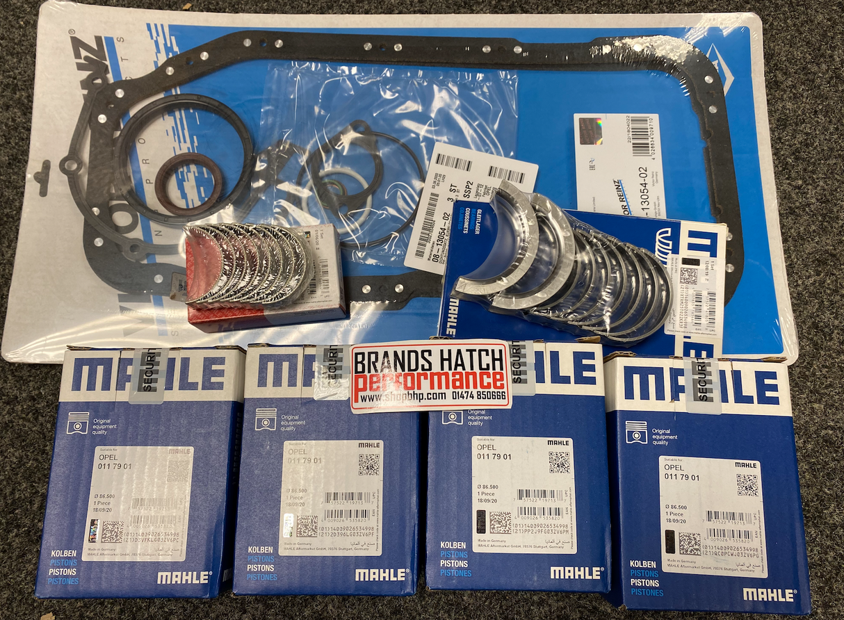VAUXHALL C20LET 86.50 +0.5mm MAHLE Pistons & STD Bearings & Bottom End Gasket