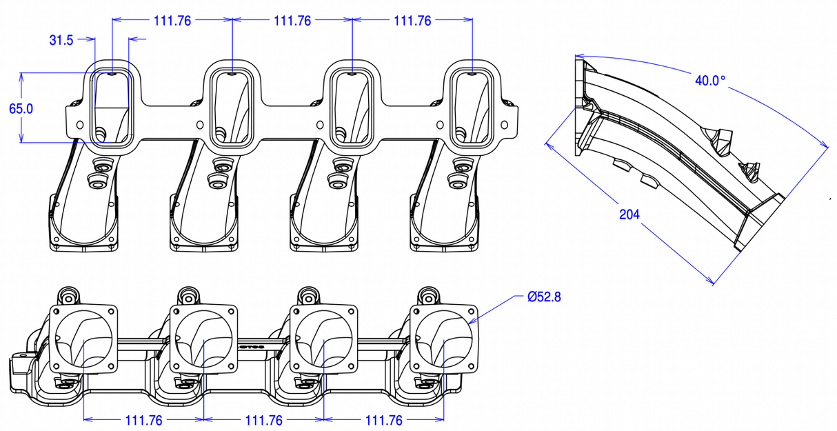 GM LS3 Jenvey SFD52 Inlet Manifold ONLY for 8 individual SFD throttle bodies