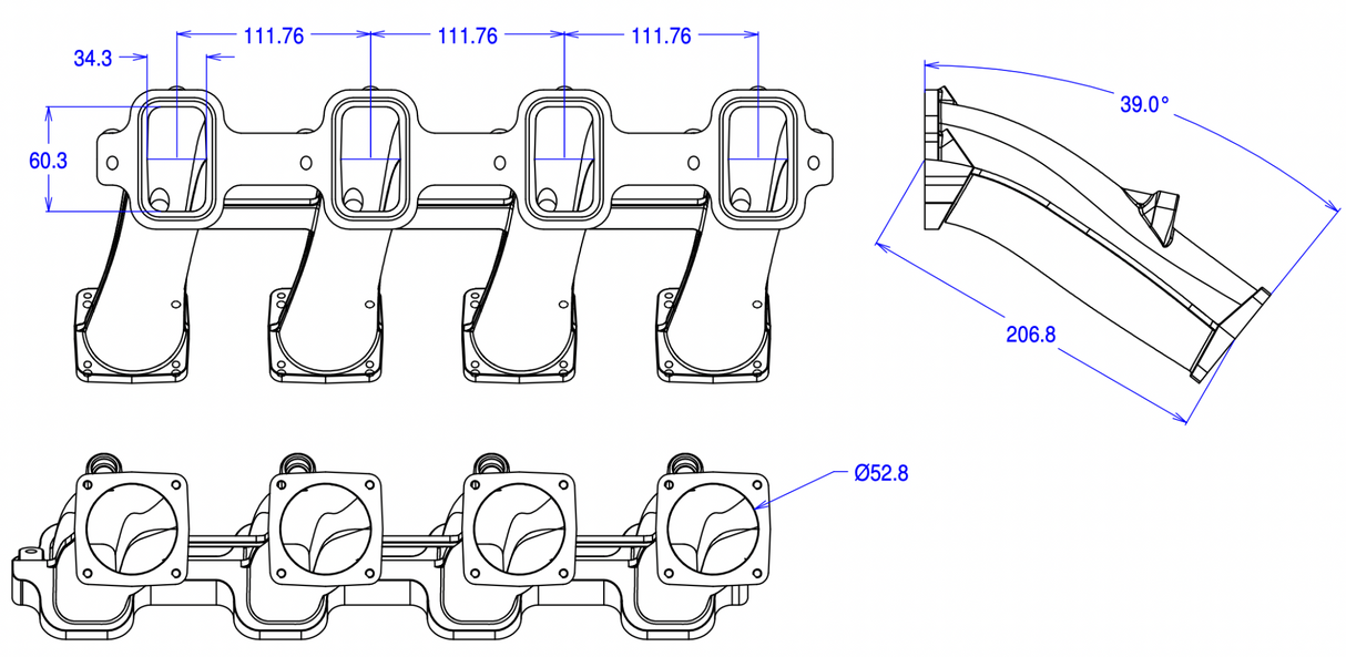 GM LS7 Jenvey SFD52 Inlet Manifold ONLY for 8 individual SFD throttle bodies