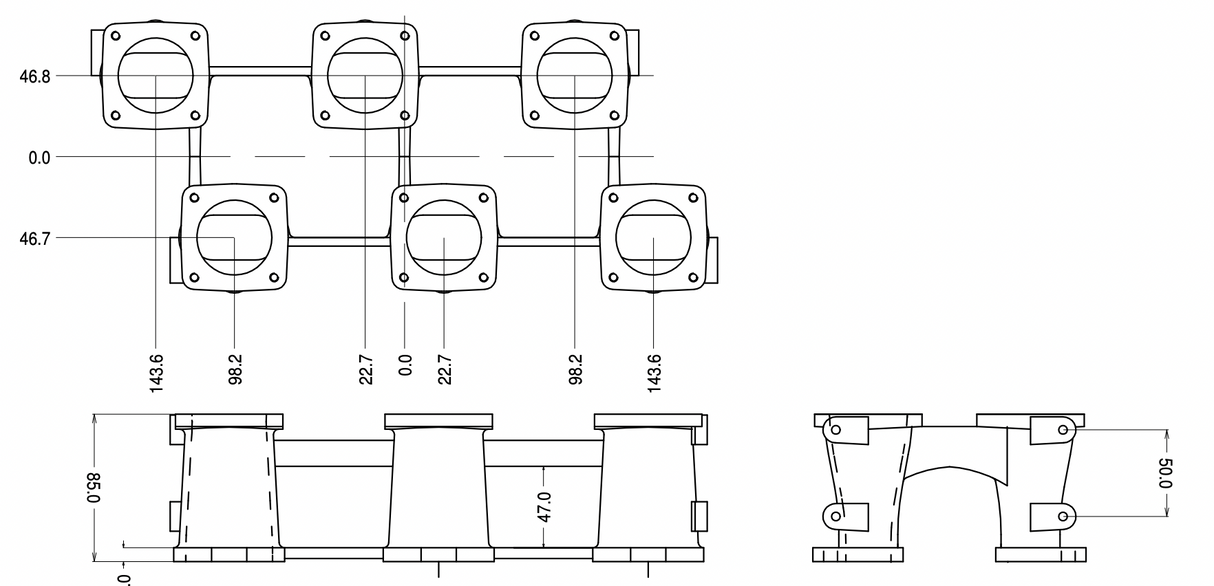 Ford Cosworth Scorpio BOA V6 engine Jenvey Inlet Manifold ONLY for SF Throttle Bodies