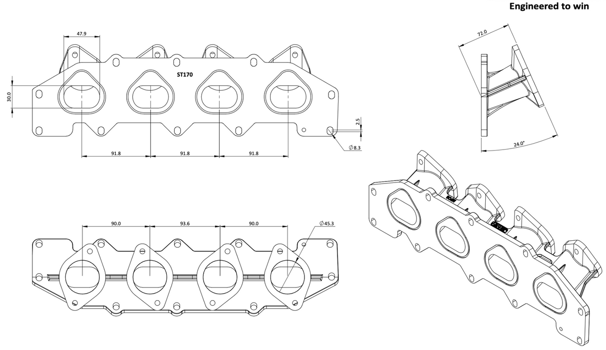 Ford Zetec ST170 Jenvey Inlet Manifold ONLY for SF Throttle Bodies